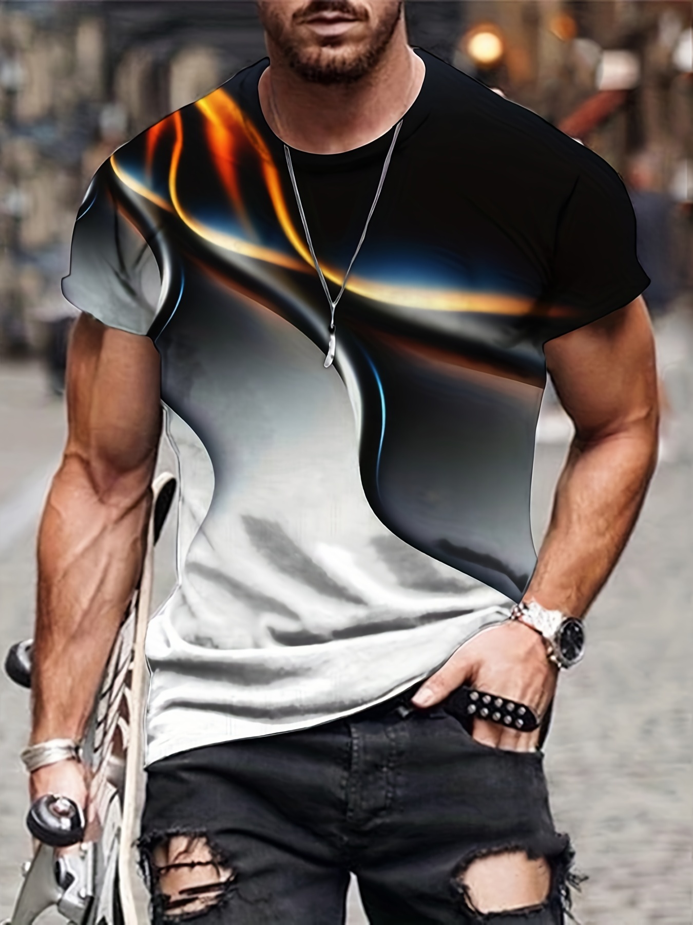 3D effect clothing T-shirt men Crew neck Casual fashion Summer