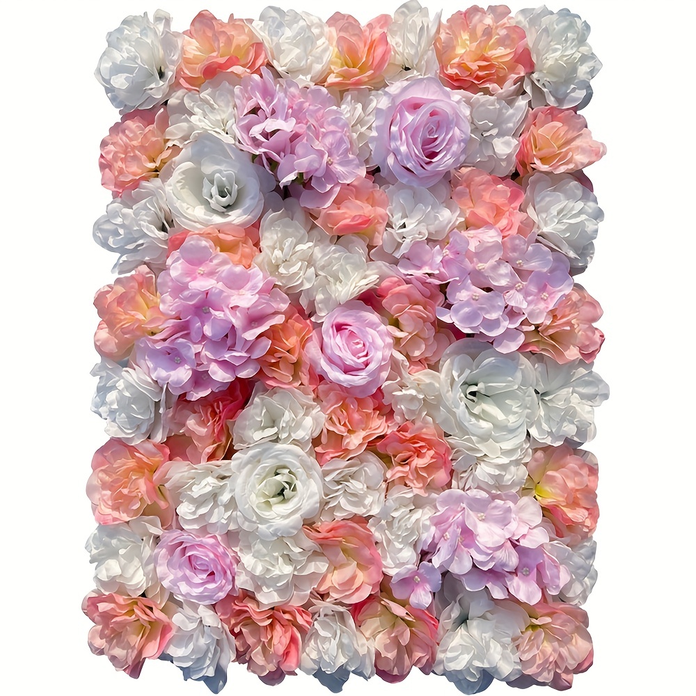 Fleur Mur Panneau Fleur Artificielle - 6 Pcs Rose Fleur Décoration Murale  40cm X 60cm Soie Rose