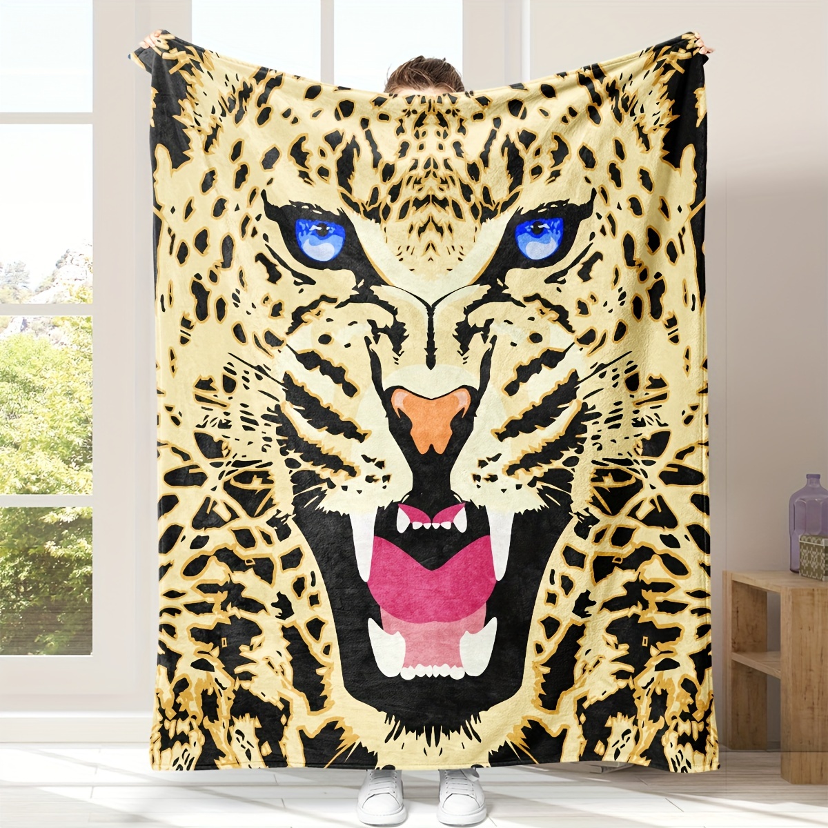 Leopard print heated online blanket