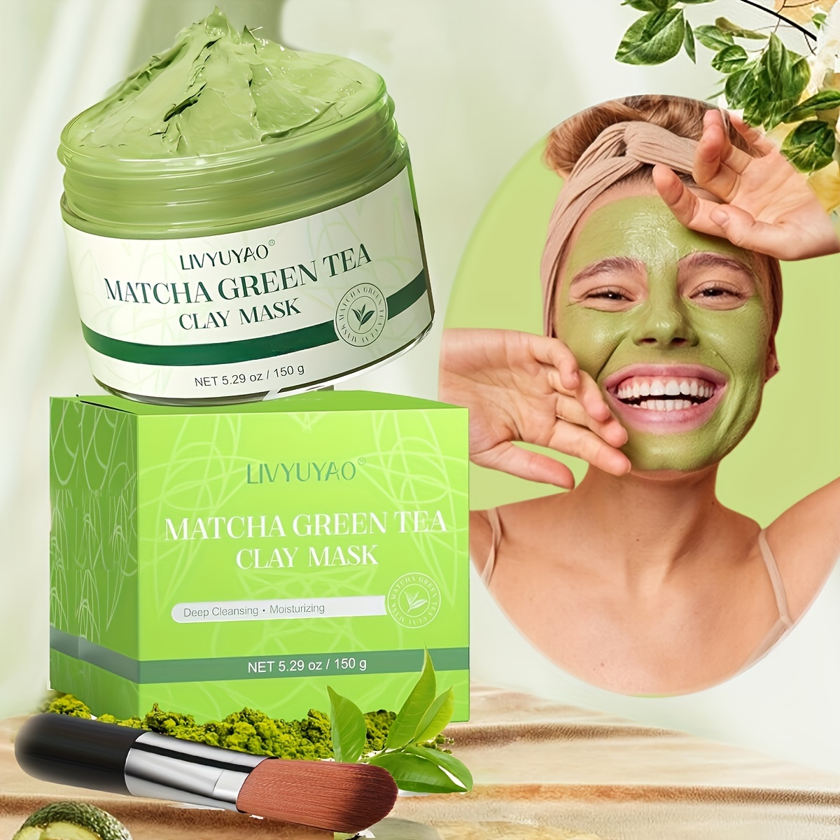 Barra de mascarilla de té verde KISSIO, removedor de puntos negros,  mascarilla facial con barro volcánico y extracto de té verde, limpieza  profunda de