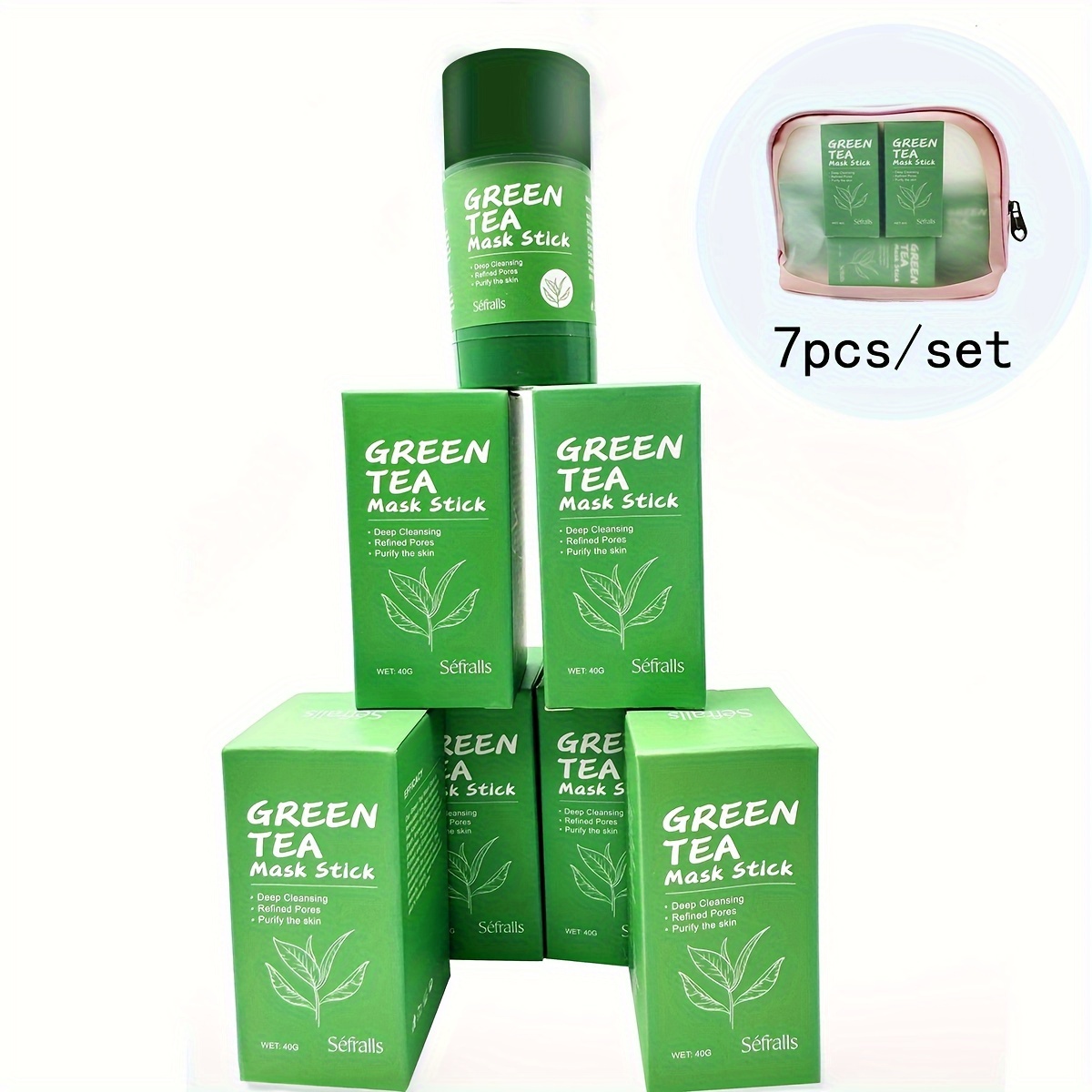 Whaline Green Tea Mask Stick,2 Pack, Puntos Negros Limpiador de Poros para  Todo Tipo de Piel,Mejora la Piel