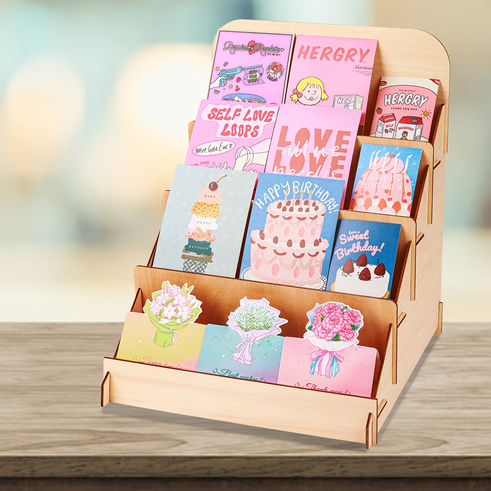 Greeting Card Organizer Box with Dividers and Calendar, Decorative