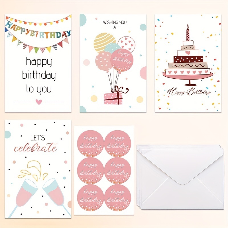 42pcs Happy Birthday Greeting Cards With Envelope Stickers DIY Combination  Set INS Creative Wishing Message Birthday Card (20 Birthday Cards+20  Envelopes+2 Birthday Stickers)