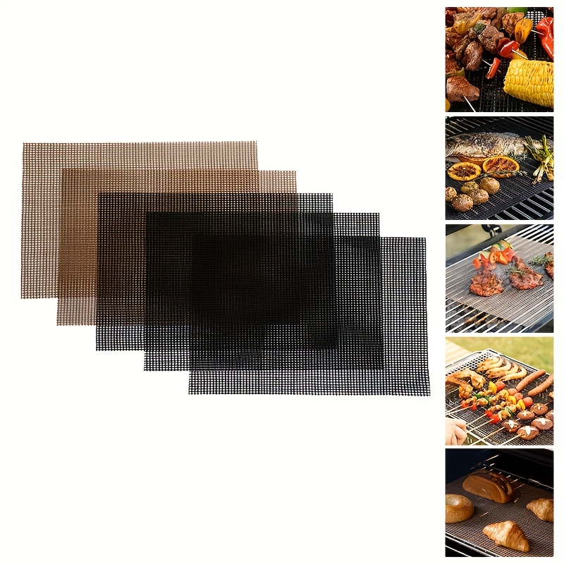 Grill Mats for Outdoor Grill Set of 8 Black Grill Tools BBQ Accessories  Non-Stick Heavy Duty Grilling Mats Teflon Grill Sheets for Charcoal Grill  Gas Electric Smokers Barbecue Camping RV Griller 