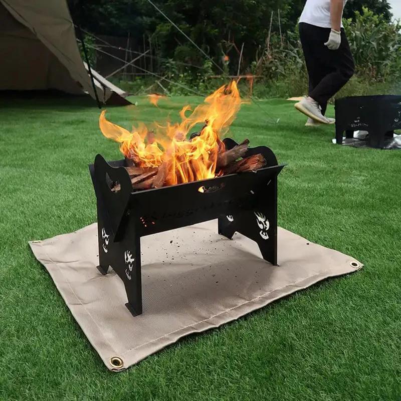 1pc Outdoor Camping Barbecue Fireproof Cloth High Temperature Resistant  Fiberglass Fireproof Pad Insulation Pad Barbecue Stove Flame Retardant  Cloth Fireproof Blanket, Durable