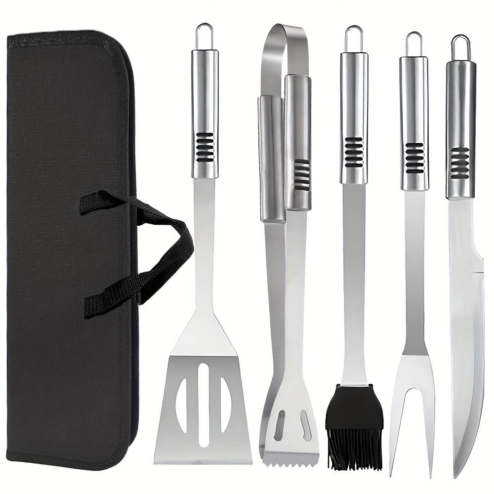 BBQ-AID 3 Piece Grill Set BBQ Accessories - Kitchen Tongs, Metal Spatula &  Fork Utensils - Heavy Duty Stainless Steel Barbecue Grill Utensils for