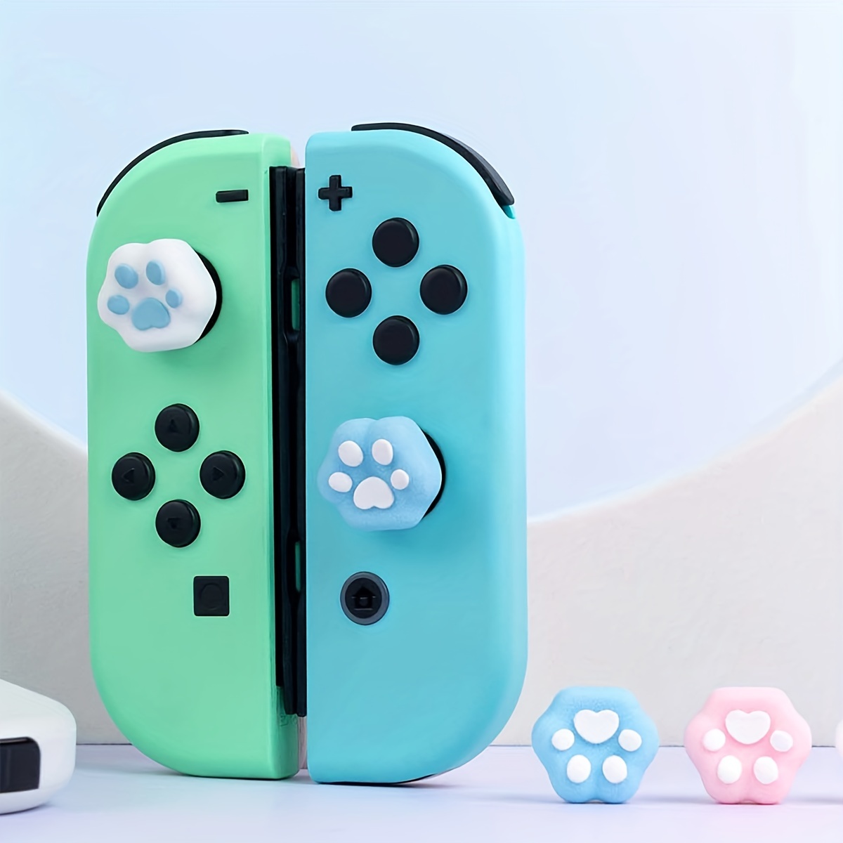 GeekShare Heart Button Caps Compatible with Nintendo Switch Only,PC Joystick  Cover,4PCS - Pink & Blue