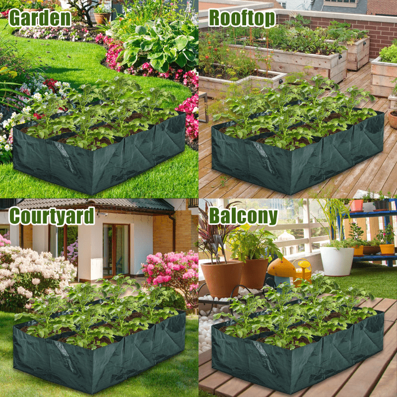  YMLHOME Plant Grow Bags 24 x 24 4 Divided Grids Square Planter  Bag Plant Grow Pot Raised Garden Beds Planting Container for Flowers  Vegetables Plants (1, Green) : Patio, Lawn & Garden