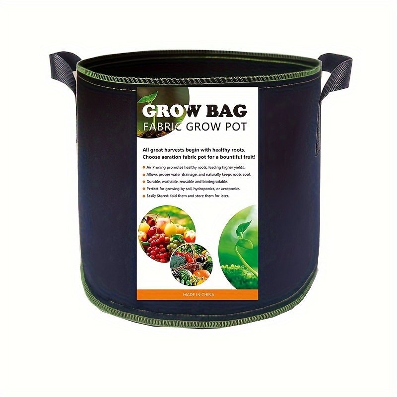 VIVOSUN 5 Pack 3 Gallon Square Grow Bags, Thick Nonwoven Cubic Fabric Pots  with Handles for Indoor and Outdoor Gardening