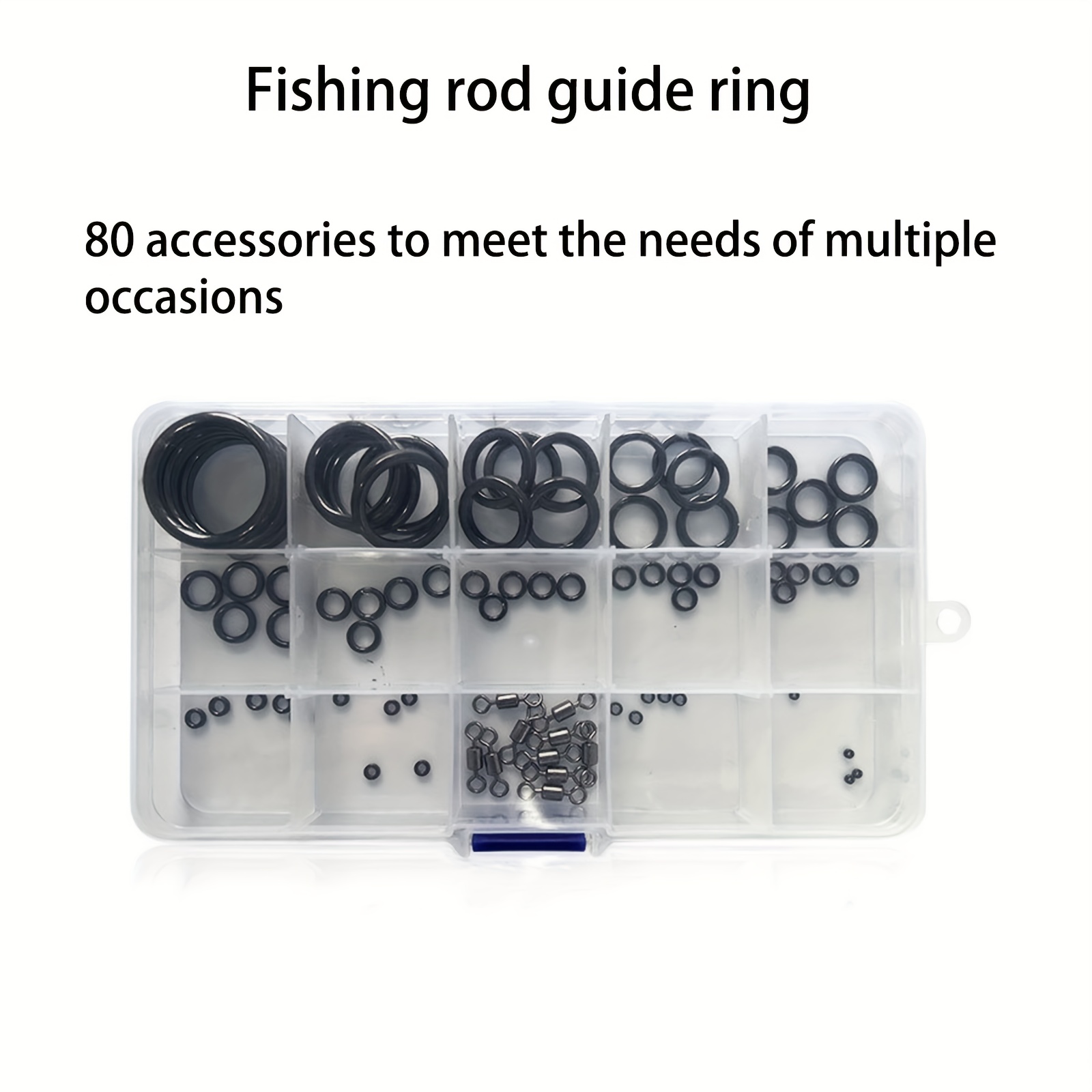 Guide de Canne à pêche 80Pcs Anneaux de Guide de Canne à pêche durables  Conseils fixés en 10 Tailles Accessoire de Remplacement