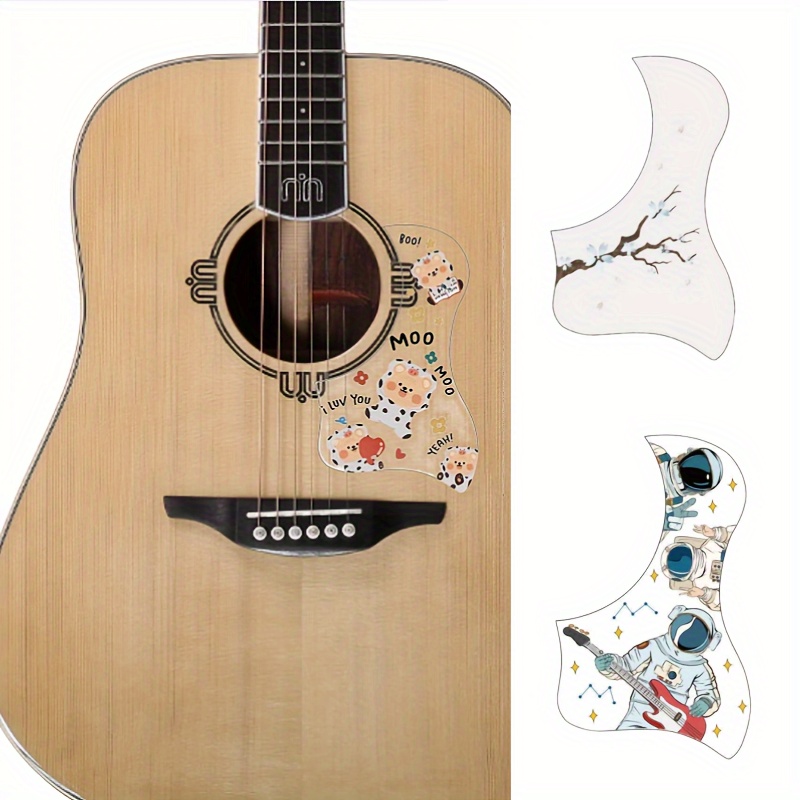 LEFT HAND BIRD SHAPED ACOUSTIC GUITAR STICKER PICKGUARD + PICKS, PICKS  HOLDER