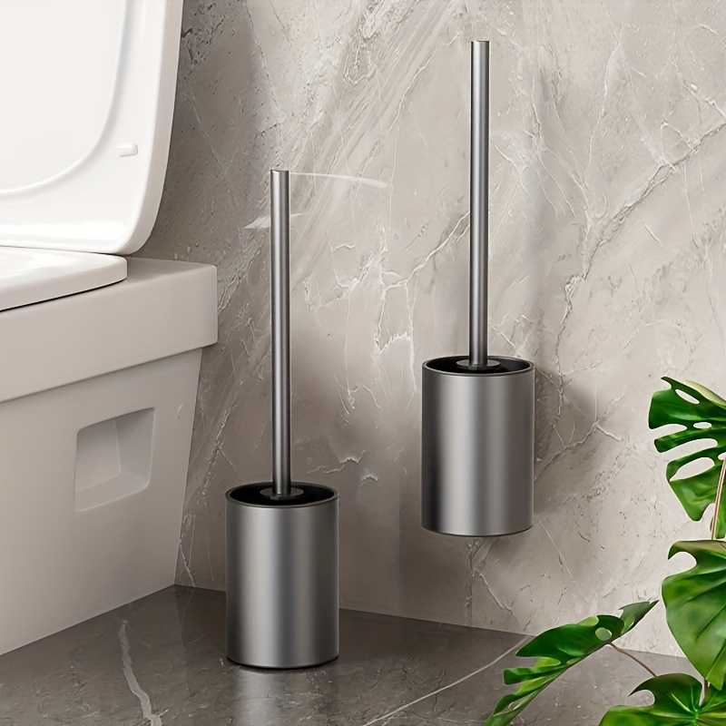 Thren Toilet Brush with Soap Dispenser Refillable Household Toilet Brush Cleaner No Dead Angle Compact Toilet Brush with Base Deep-Cleaning Wall