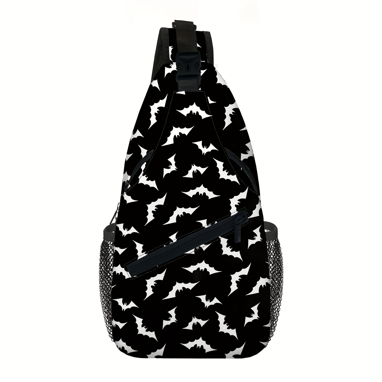 Spooky Skeleton Bat Plush Backpack Black Polyester Gothic Animal Fashion Bag
