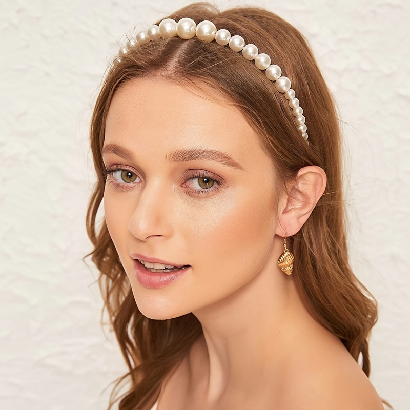 Simple Pearl Hairband Versatile Non-Slip Head Hoop Elegant Classy Decorative Hair Accessories for Women Girls,Women Headbands,Temu