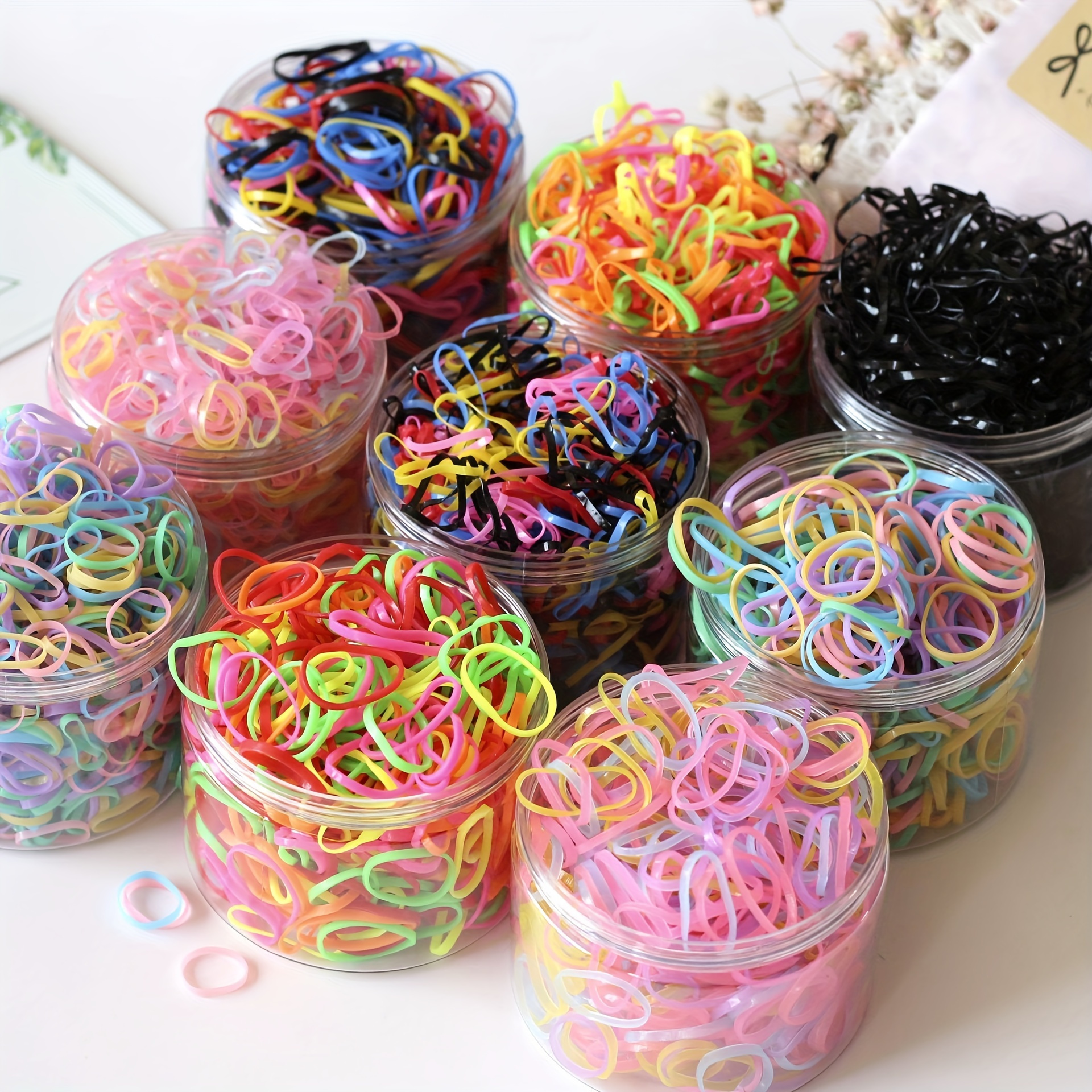 1bucket Disposable Cartoon Elastic Hair Ties For Kids, Thickened