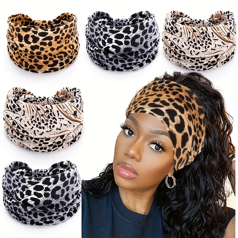 Leopard Pattern Sports Headbands Women Sweat Absorbing - Temu Canada