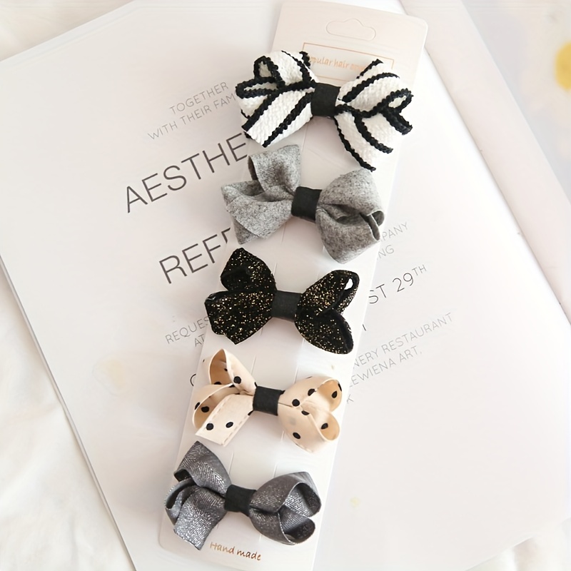 Girls Cute Dot Plaid Hairpins For Children Sweet Bow Floral Hair