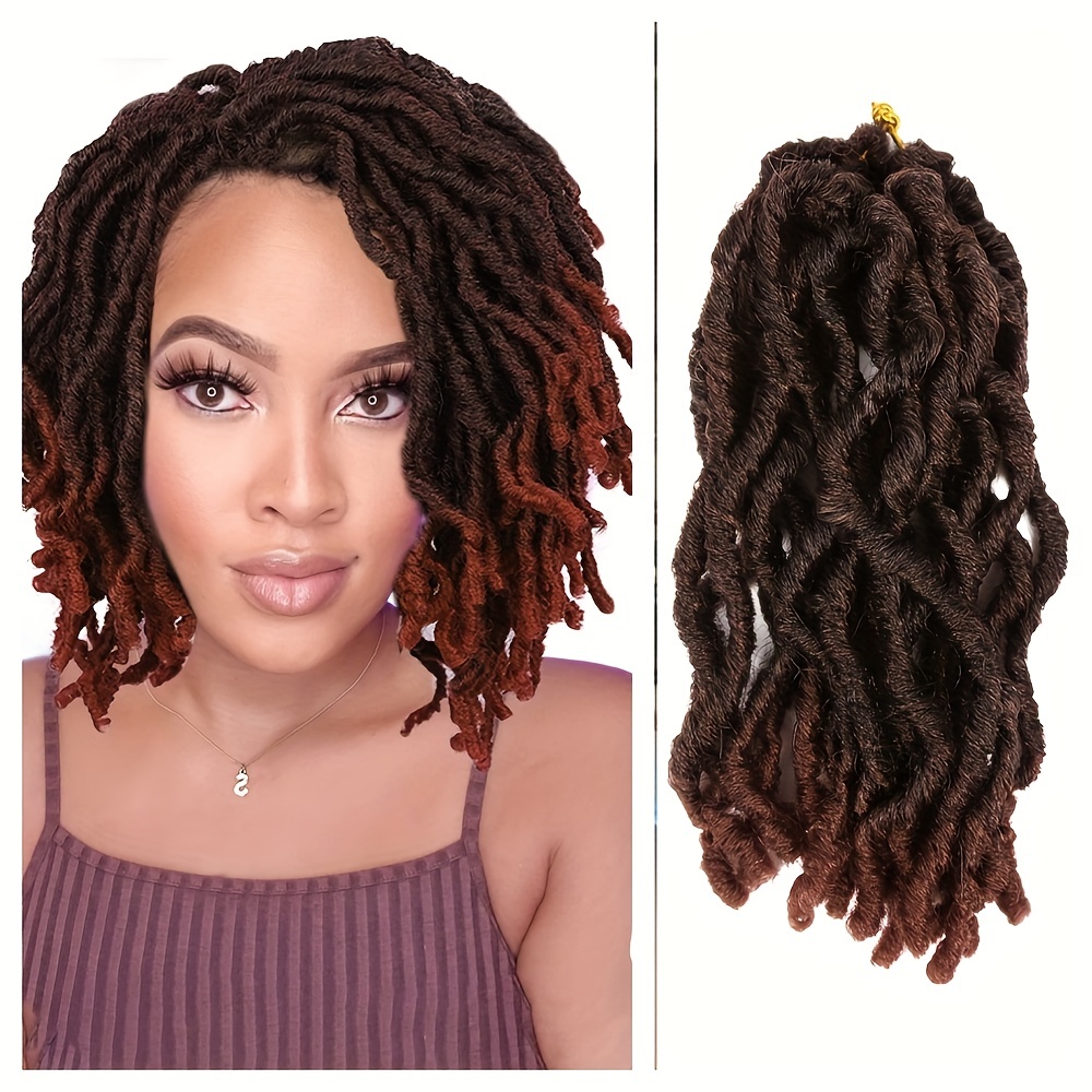  FANCEE Faux Locs Crochet Hair 8 Inches Short Curly Dreadlocks  Extensions for Black Women Pre Looped Soft Nu Locs Ombre Brown Wavy Crochet  Dreads Braiding in Hair Extensions(6 Packs 120