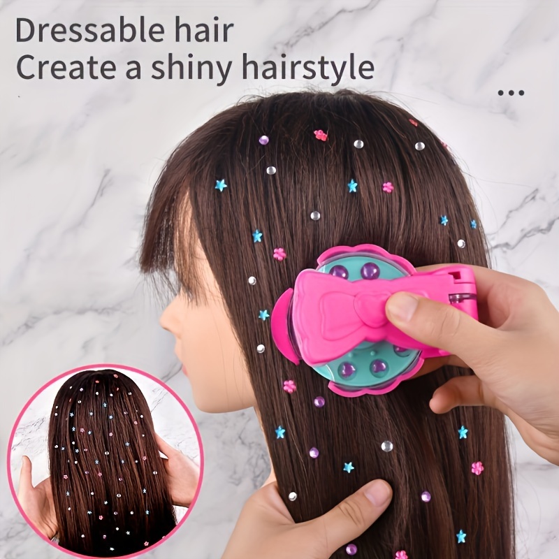 360 Gems Kit Hair Gems Machine Princess Girls Make Up Toy Set DIY Crystal  Rhinestone Sticker Hair Decoration for Girls Toy Gifts