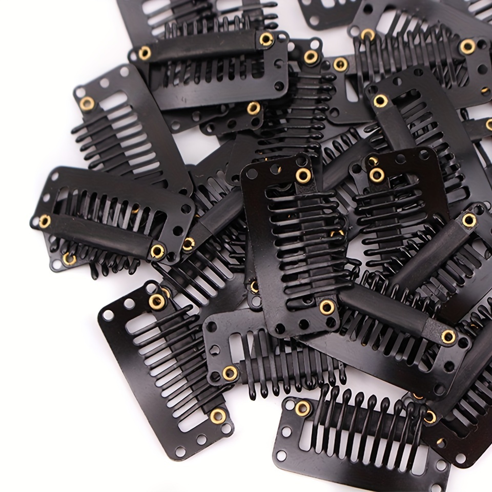 50PCS 6-Teeth U-Shape Snap Clips for Hair Extensions - 3.3cm/1.3inch