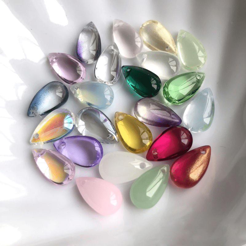 20 Flat Glass Teardrop Beads for Jewelry Making Smooth Briolette Beads  12x16mm Red 20 Beads 