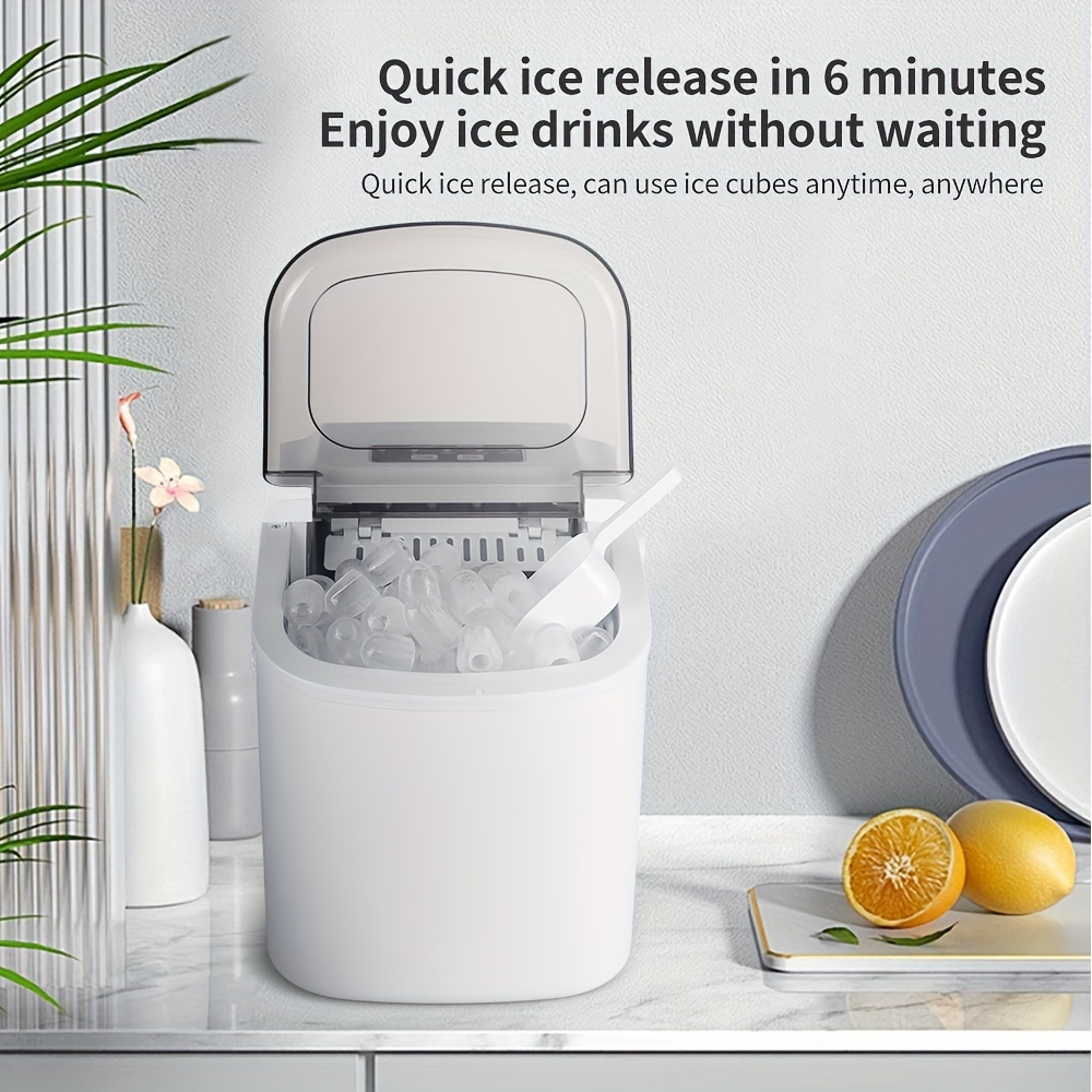 Mins-máquina de hielo portátil para casa, oficina, Camping, fiesta, RV,  azul, con cuchara de hielo y cesta, 26,5 libras por día - AliExpress