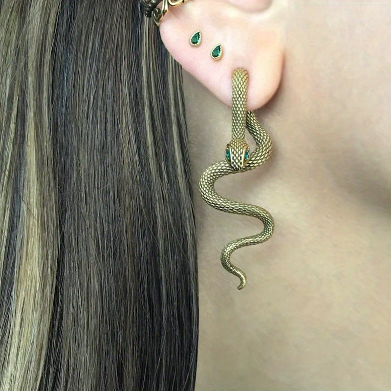 1 Par Pendientes Exagerados En Forma Serpiente Clip Hueso - Temu Mexico