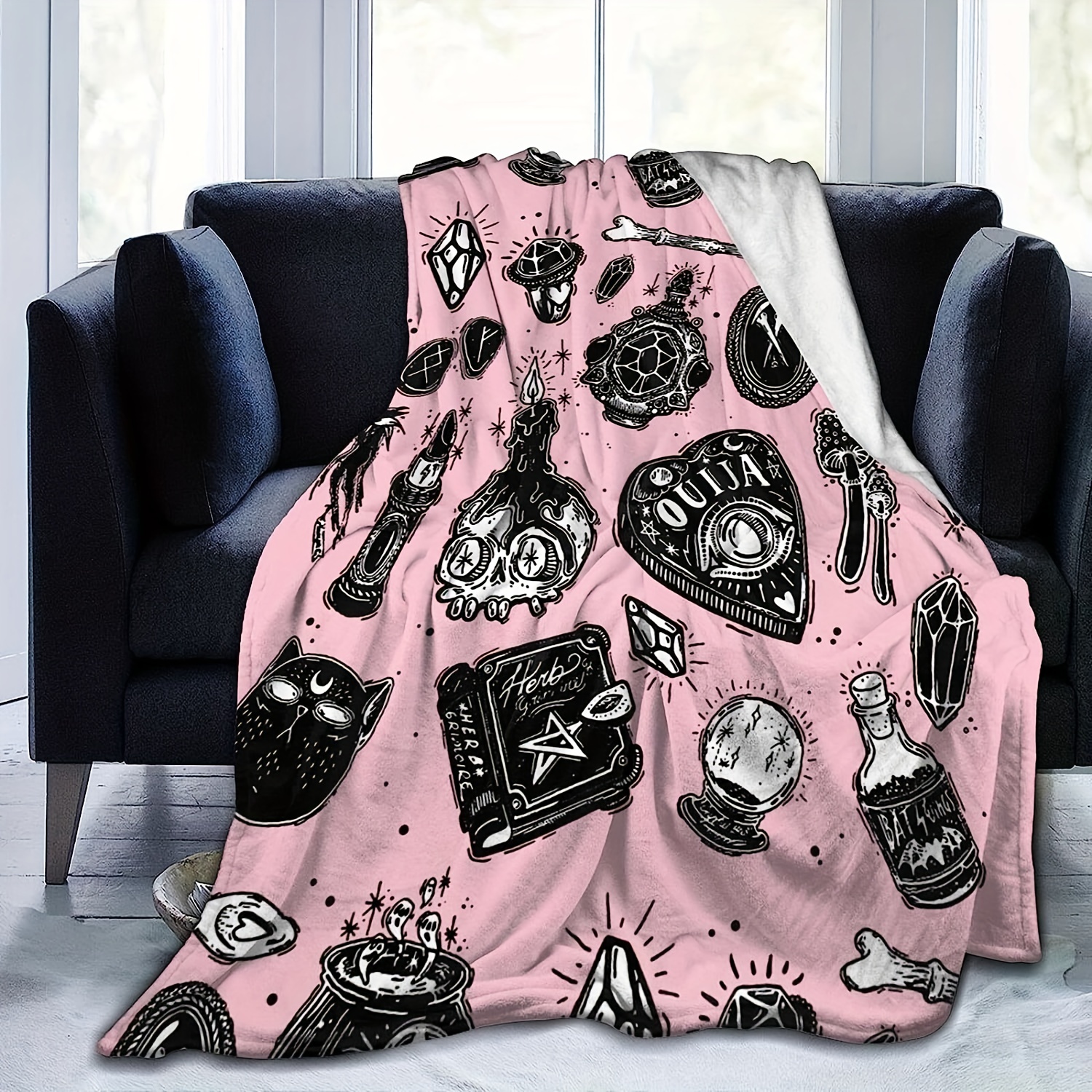 1 pièce Halloween Imprimé Citrouille Couverture En Flanelle , Doux Cosy  Couverture Sieste Couverture Pour Voyager Canapé Lit Bureau Domicile Décor  , Halloween Cadeau De Vacances Couverture Pour Garçon Fille Adultes 