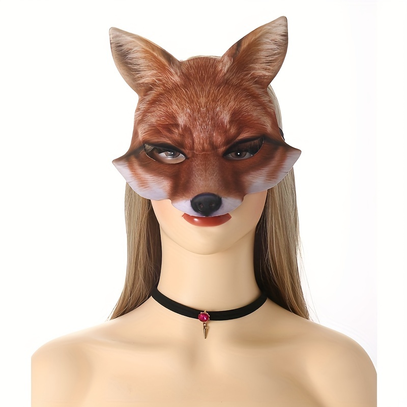 White Fox Mask Plush Headgear Realistic Latex Animal Mask - Temu