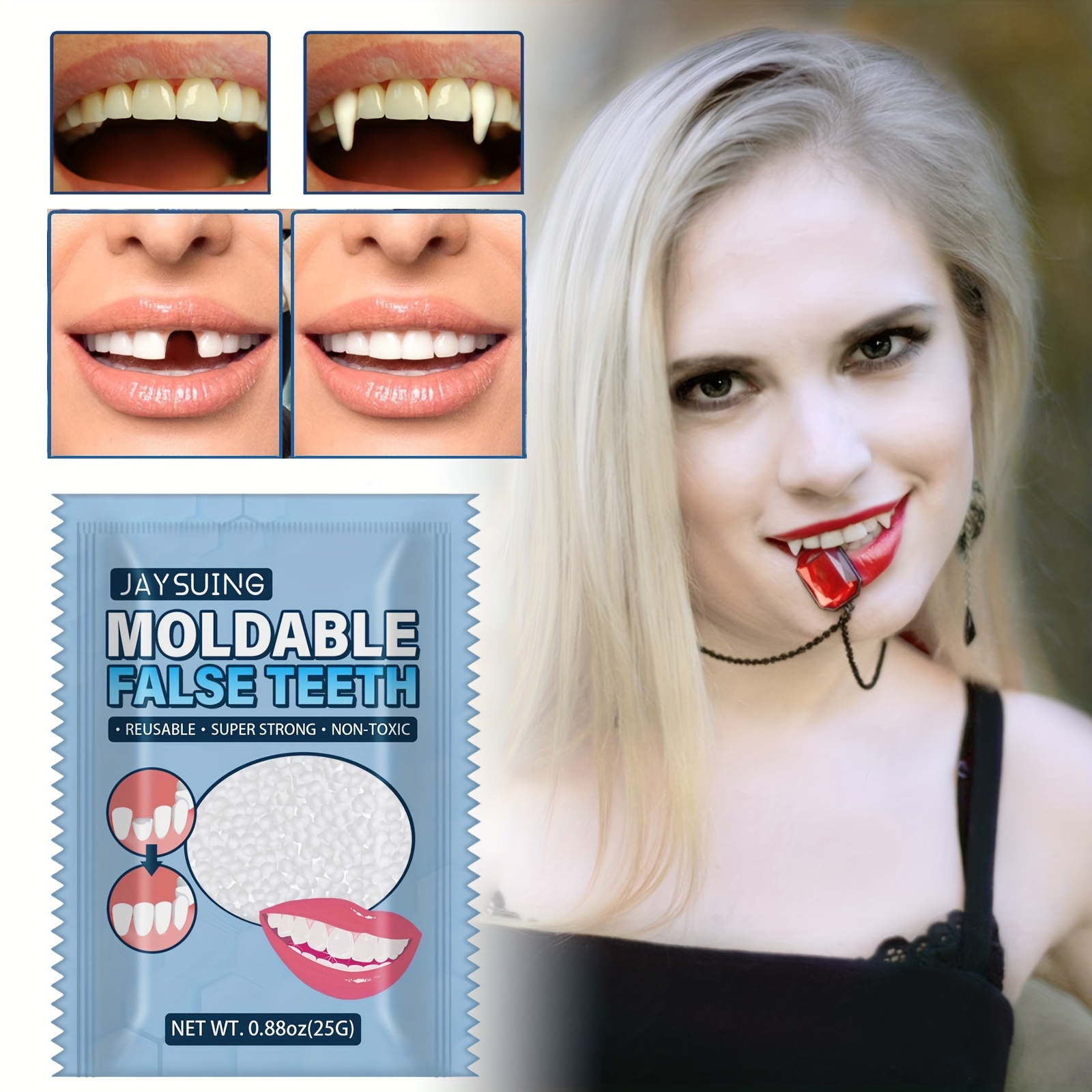 Temporary Filling Mouldable False Teeth Vampire Teeth For - Temu