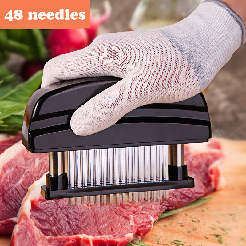 Meat Tenderizer with 21 Stainless Steel Piercing Spikes Wood Handle  Stainless Steel Needle for Tenderizing Chicken Beef Steak Veal Pork