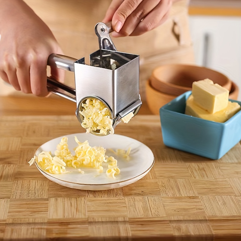 Multipurpose Rotary Cheese Grater 3 in 1 Handheld Cheese Grinder with  Stainless Steel Drum for Hard Cheese Chocolate Cheddar - AliExpress