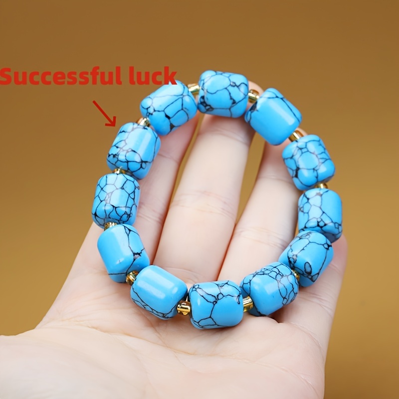 Square Shape Stone Beaded Bracelet Multilayer Braided Pu - Temu