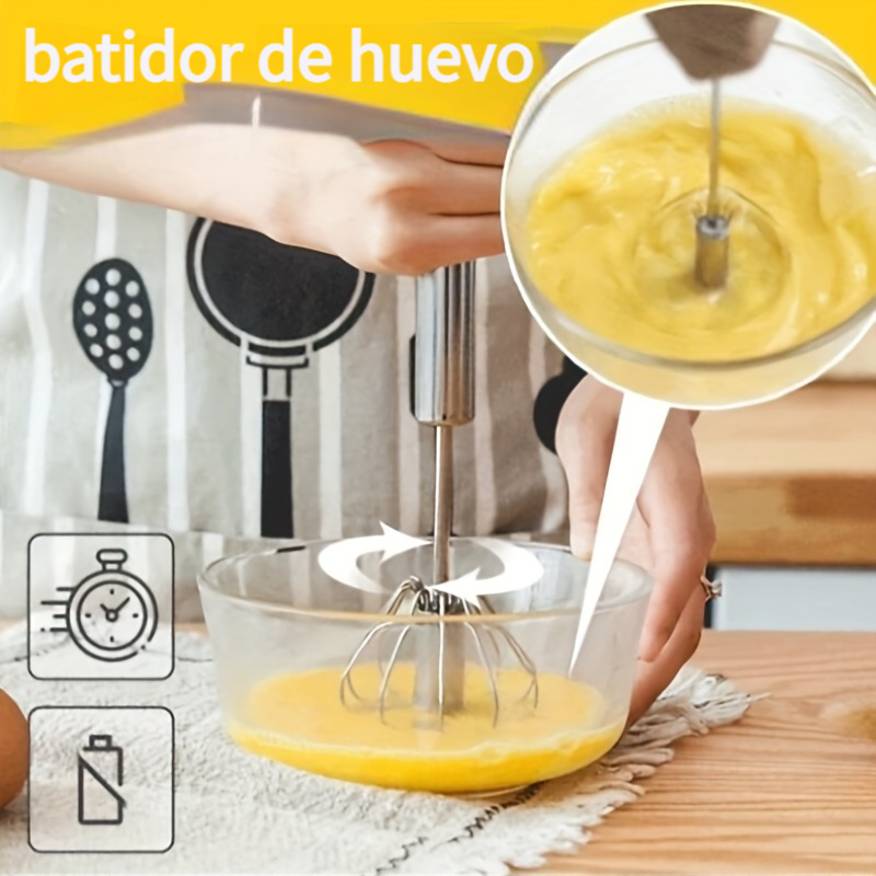 3pcs Varillas Cocina Batidora de Mano Batidor de Espiral SemiautomáTica  Batidora para Huevos Batidora para El Hogar,Cocina,Leche,Tienda de Té
