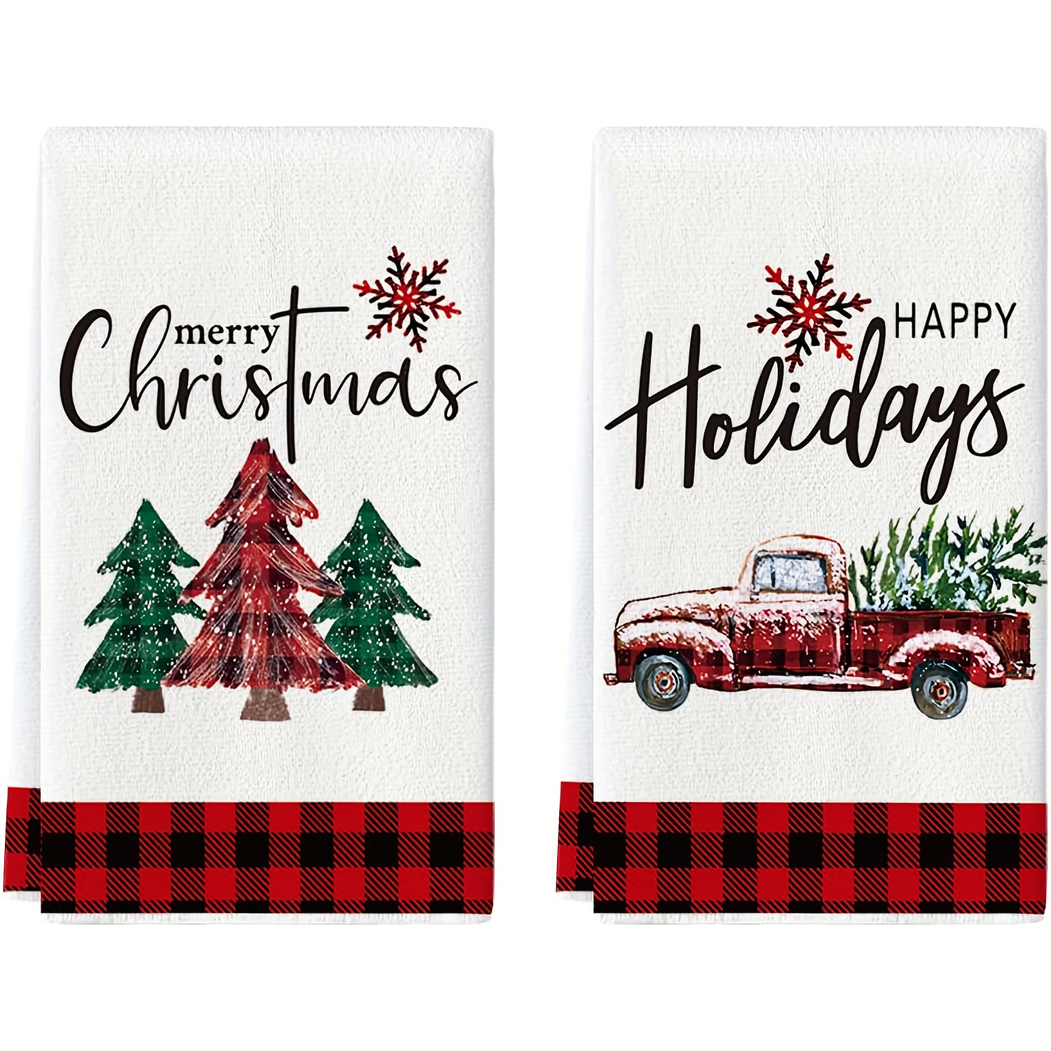 2pcs, Polyester Scouring Pad, Christmas Theme Snowflake Deer Pattern  Kitchen Towels, Dish Towels Bathroom Hand Towels, Soft Absorbent Tea  Towels, Kitc