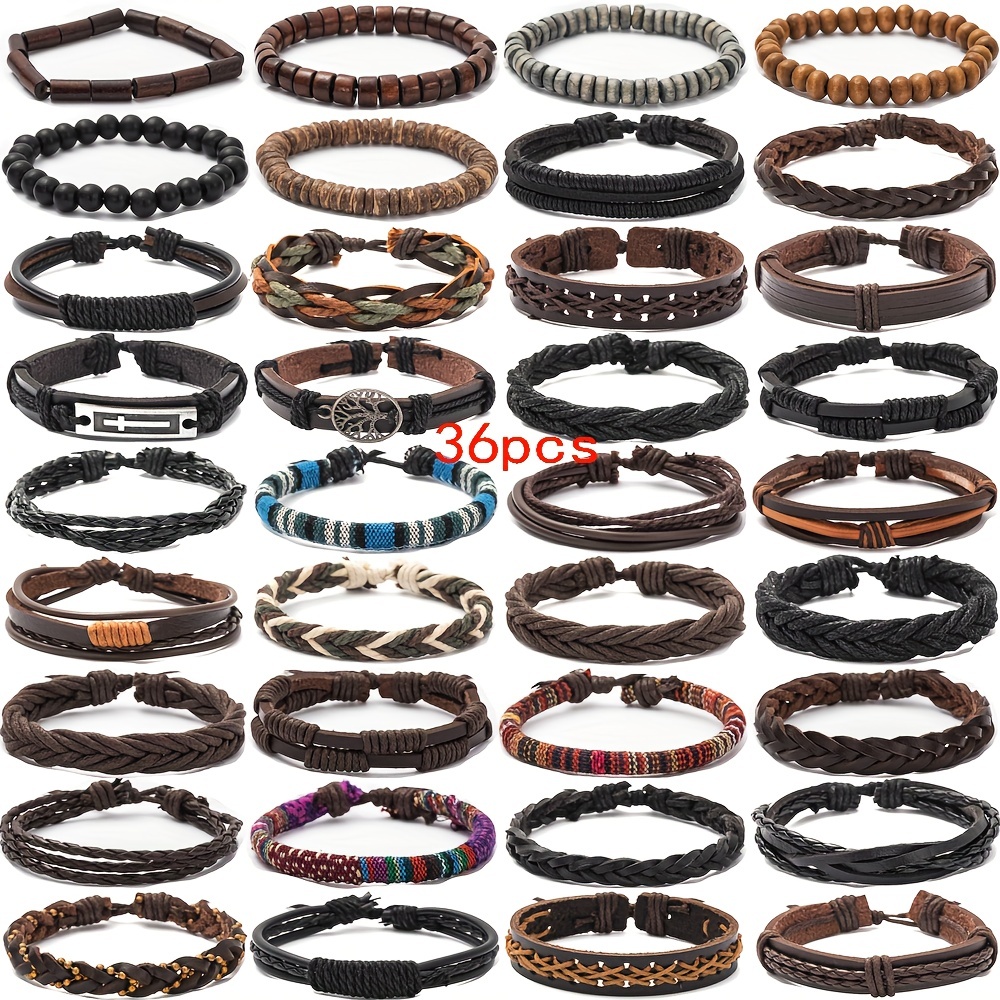 Wholesale Bulk 100Pcs/Lots Genuine Leather Cuff Bracelets For Men Women