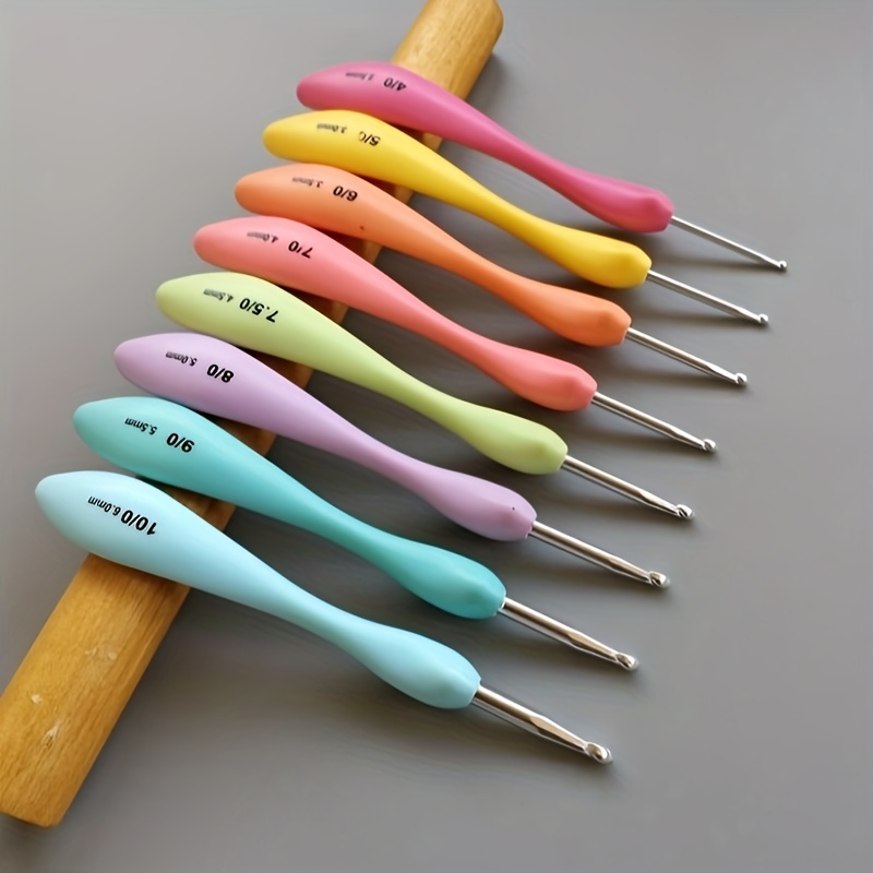 9/12/14pcs Crochet Hooks Set, Ergonomic Grip Colorful Soft Handles And  Aluminum Crochet Hooks For Arthritis And Beginners