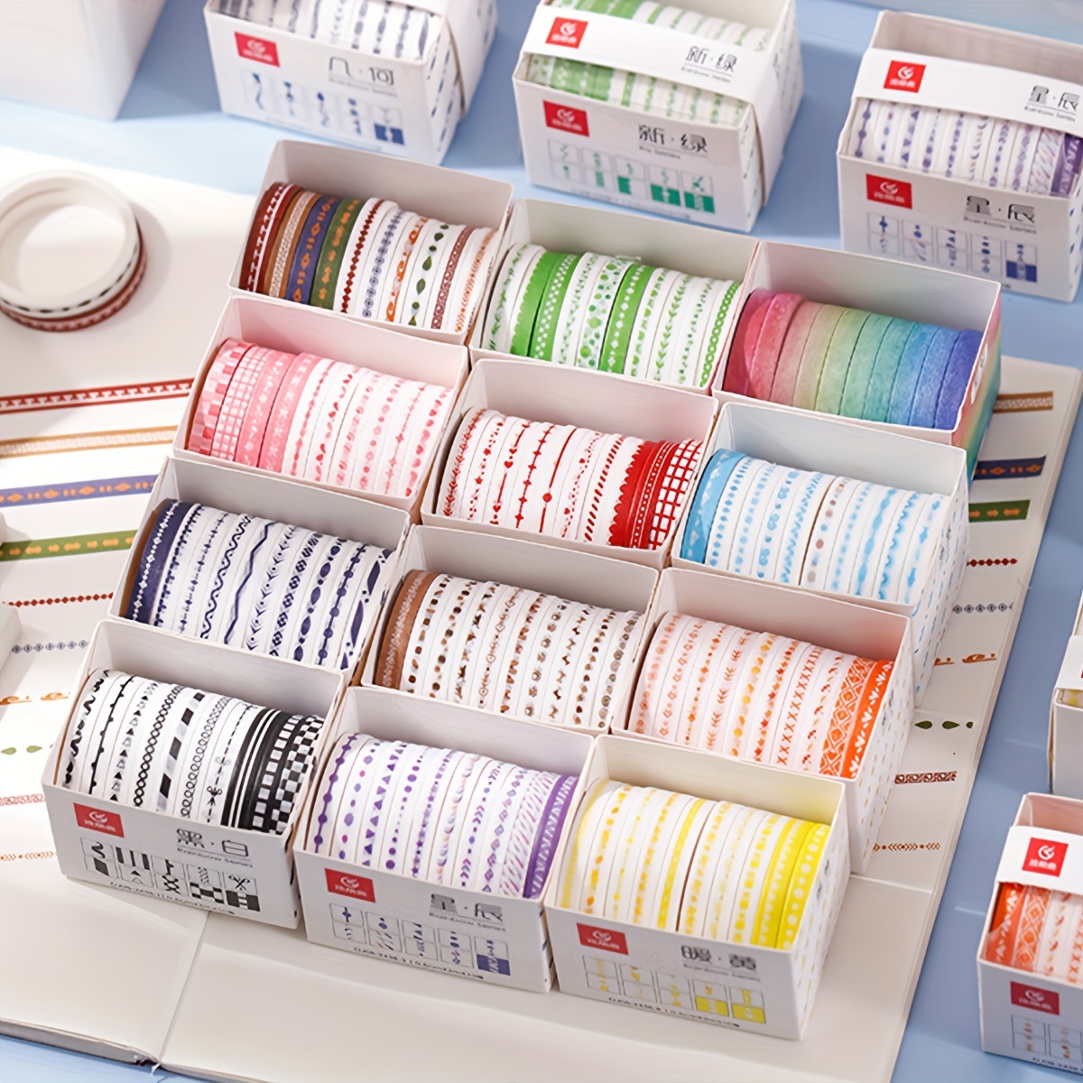 Juego de 20 rollos de cinta adhesiva washi con purpurina delgada, paquete  de cintas adhesivas decorativas coloridas para artes, manualidades, diarios