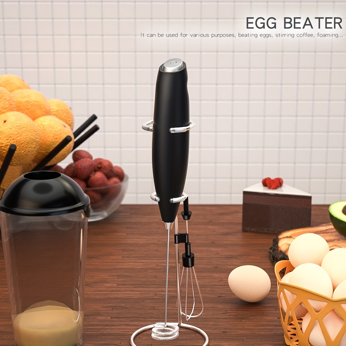 EU 220V-240V Electric Handheld Mixer Maker Frappe Milk Coffee Egg