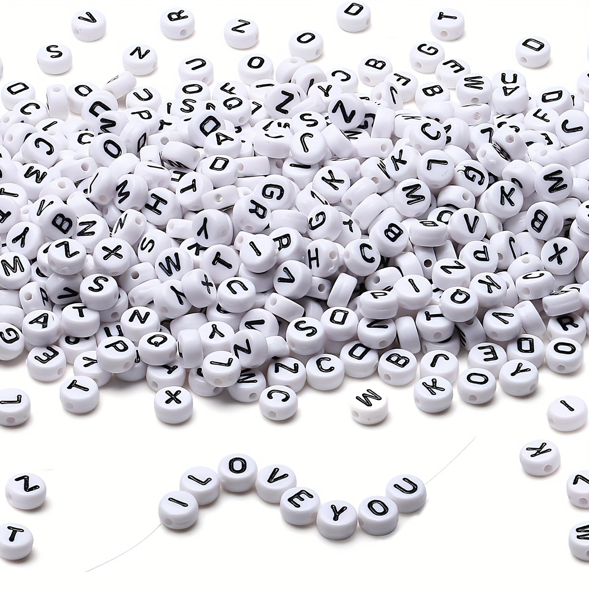 1000 Pcs Acrylic Letter Beads for Bracelets, Round Alphabet Beads 4x7mm A-Z  Sorted, Letter Spacer Beads Bulk for Jewelry Bracelet Making (White/Black  Letter Beads with Gold Letter) : : Home & Kitchen
