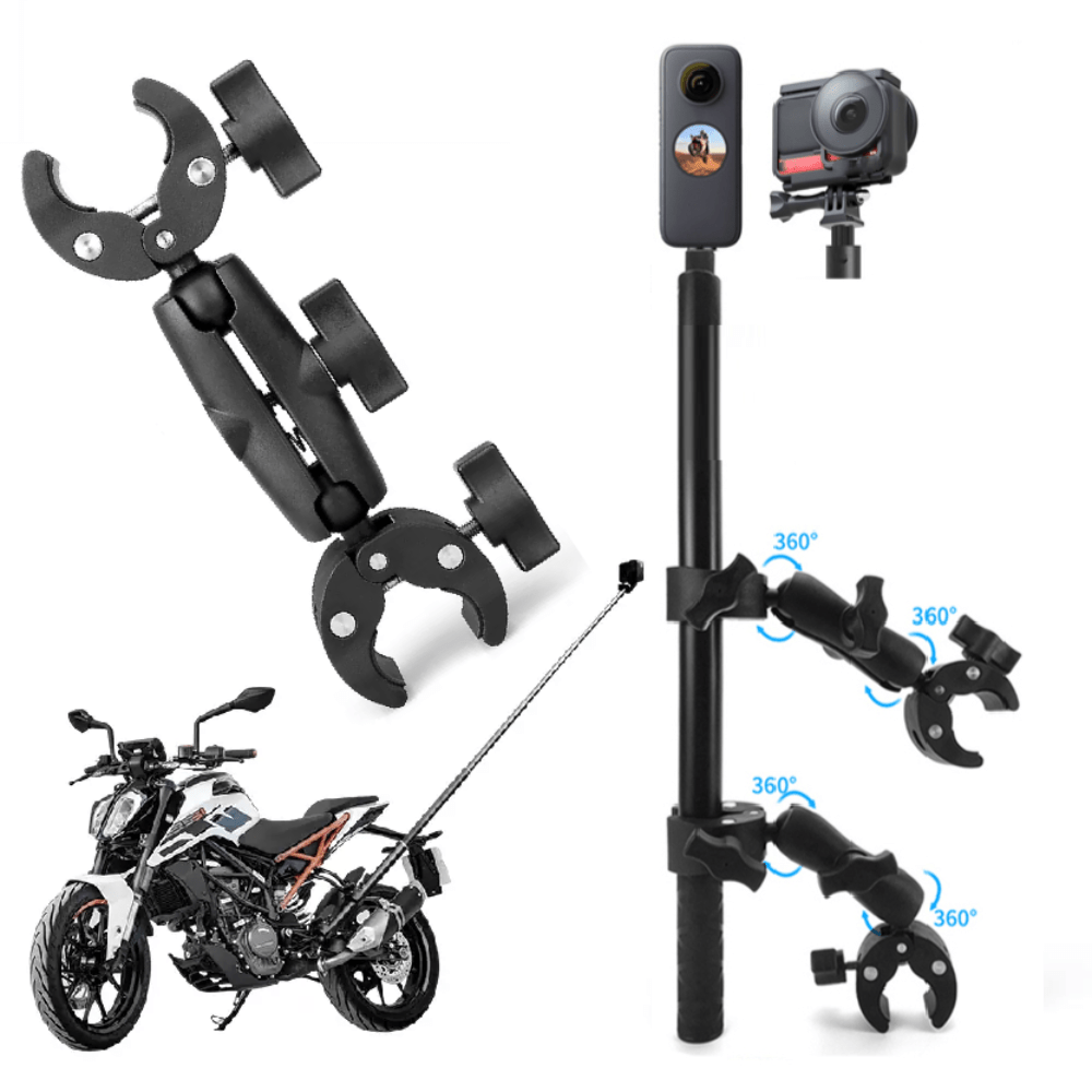 Soporte para manillar de moto para selfie, soporte de abrazadera de  motocicleta para Insta360 X3 X2 X ONE RS R, GoPro, perfecto para videos de