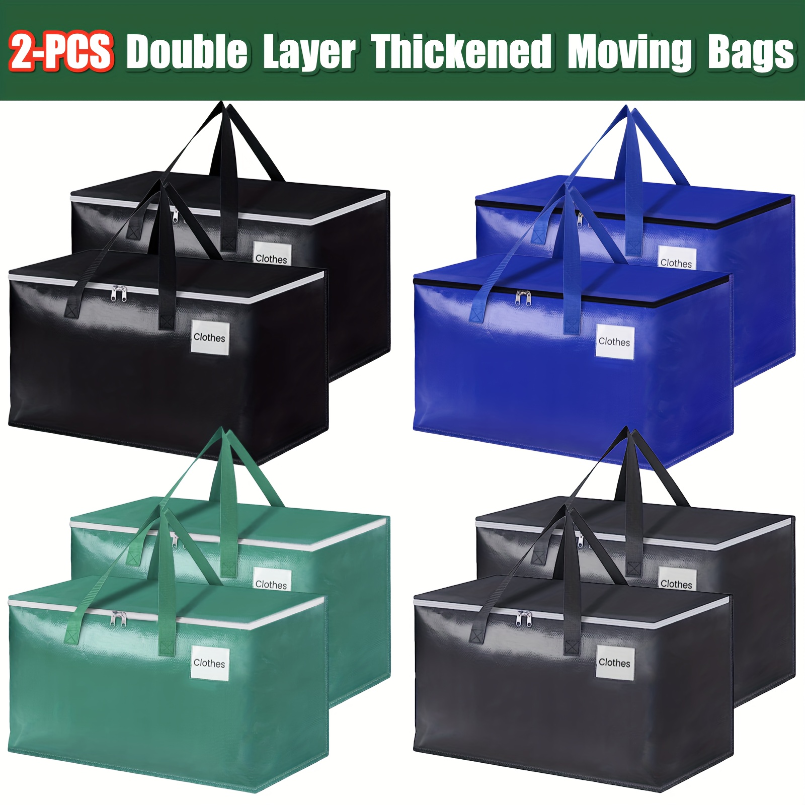 BAG-THAT! 2 Pack XXL Moving Bags, Jumbo Extra Large Heavy Duty Stronger  Handles Wrap Around Storage Bags Moving Totes Storage Totes Zippered  Reusable