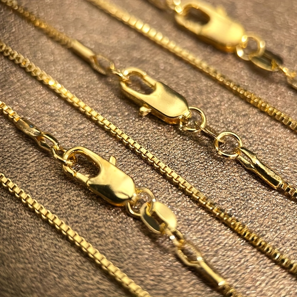 1pc Italian 2mm Flat 18K Gold Plated Punk Necklace Chain, Men's Women's DIY Link Chain Fashion Jewelry, Jewels,Temu