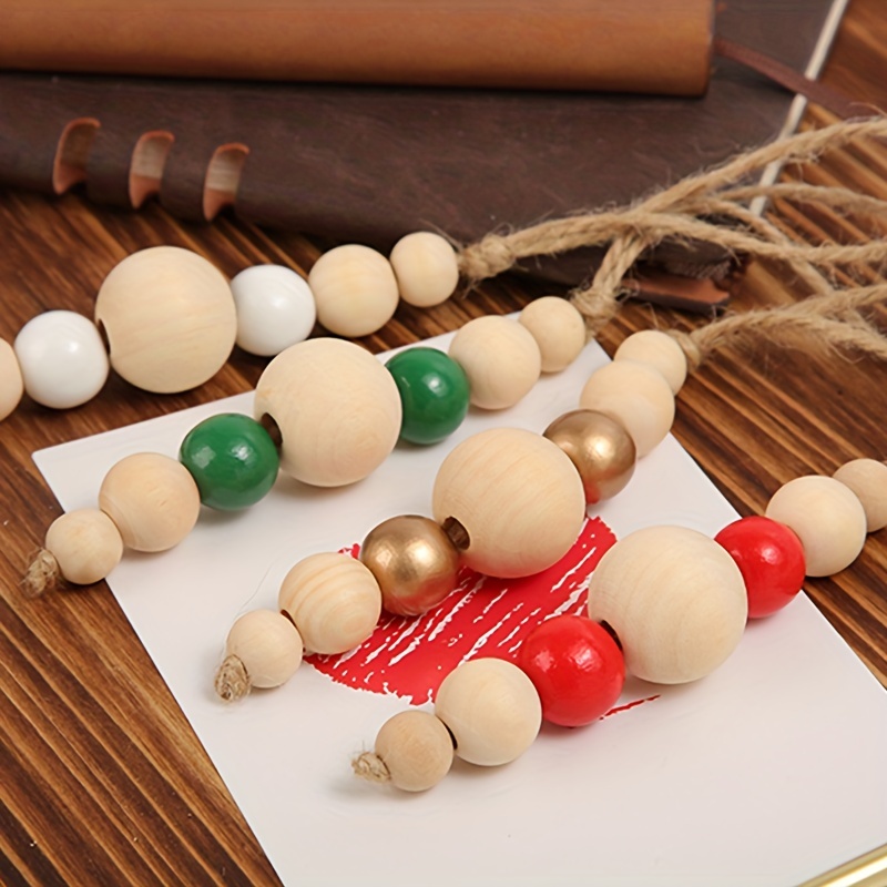 1pc Wooden Beads Garland, 32 Inch Farmhouse Wood Beads For Boho Decor With  Tassels, Garlands Rustic Country Decor For Coffee Table, Home, Living Room