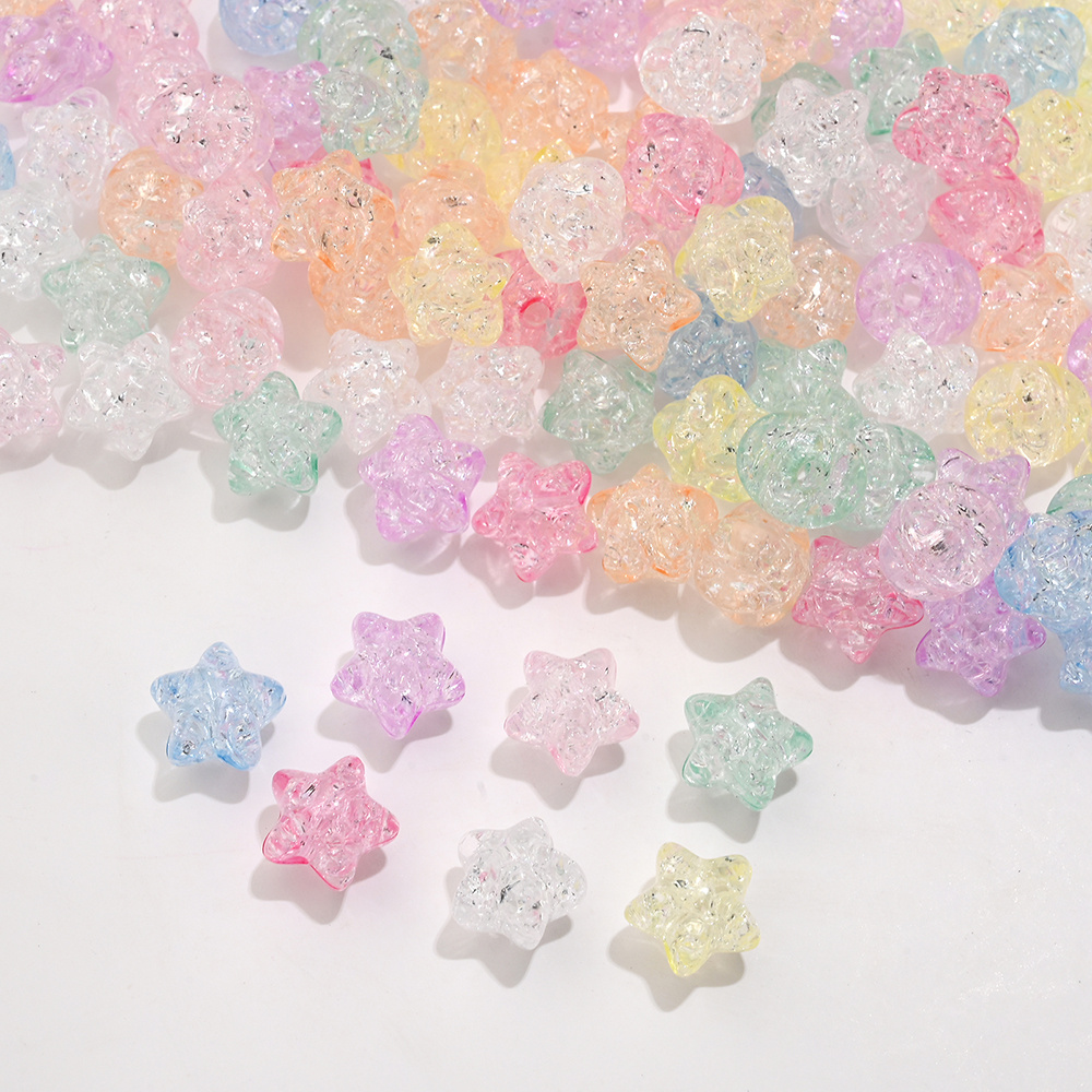 Iridescent Beads, Pastel Star Bead Mix for Jewelry Making, Fairy