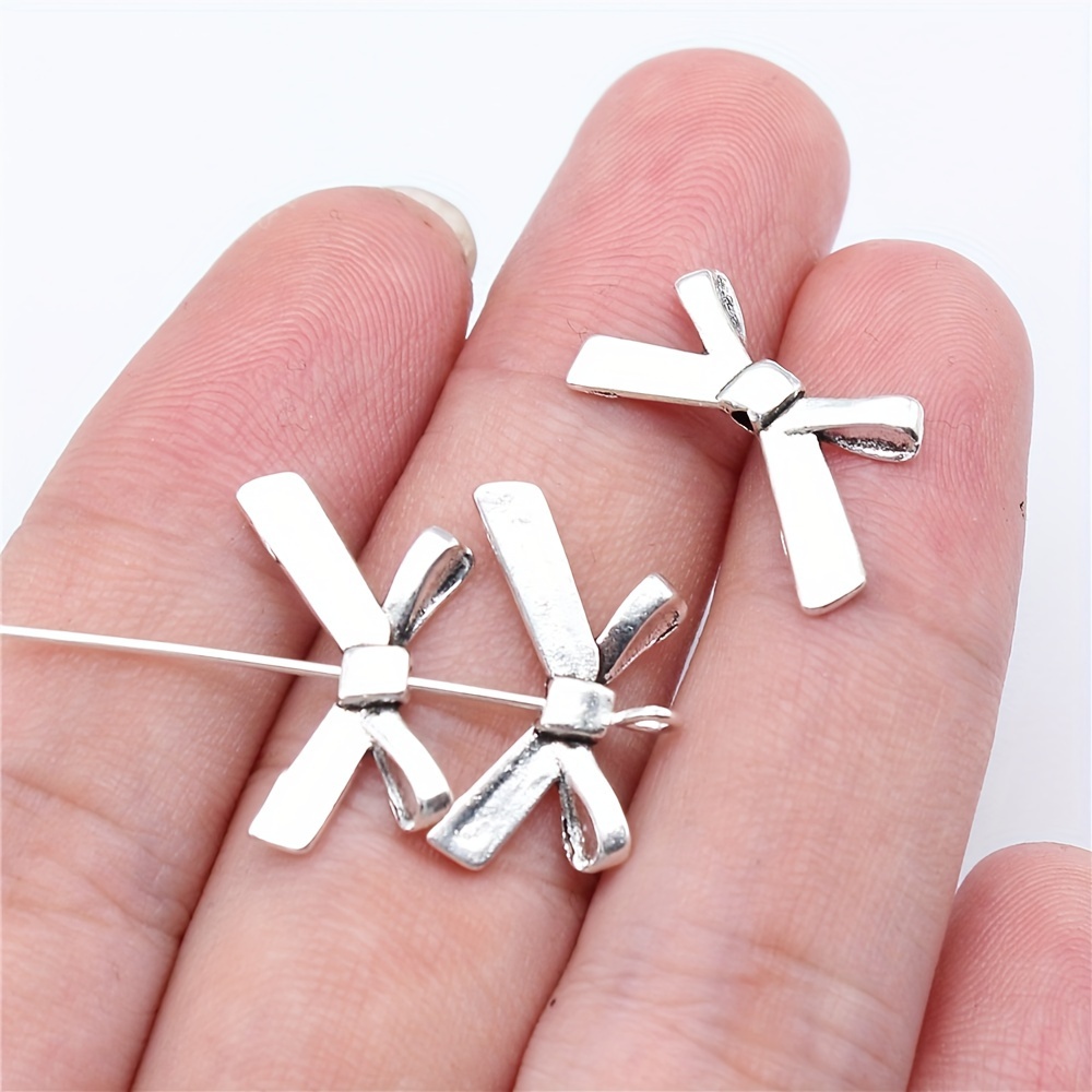 WYSIWYG 40pcs 20x9mm Antique Silver Color Antique Bronze Bow Connector  Charm Bow Charm For Jewelry Making Bow Charms Connector