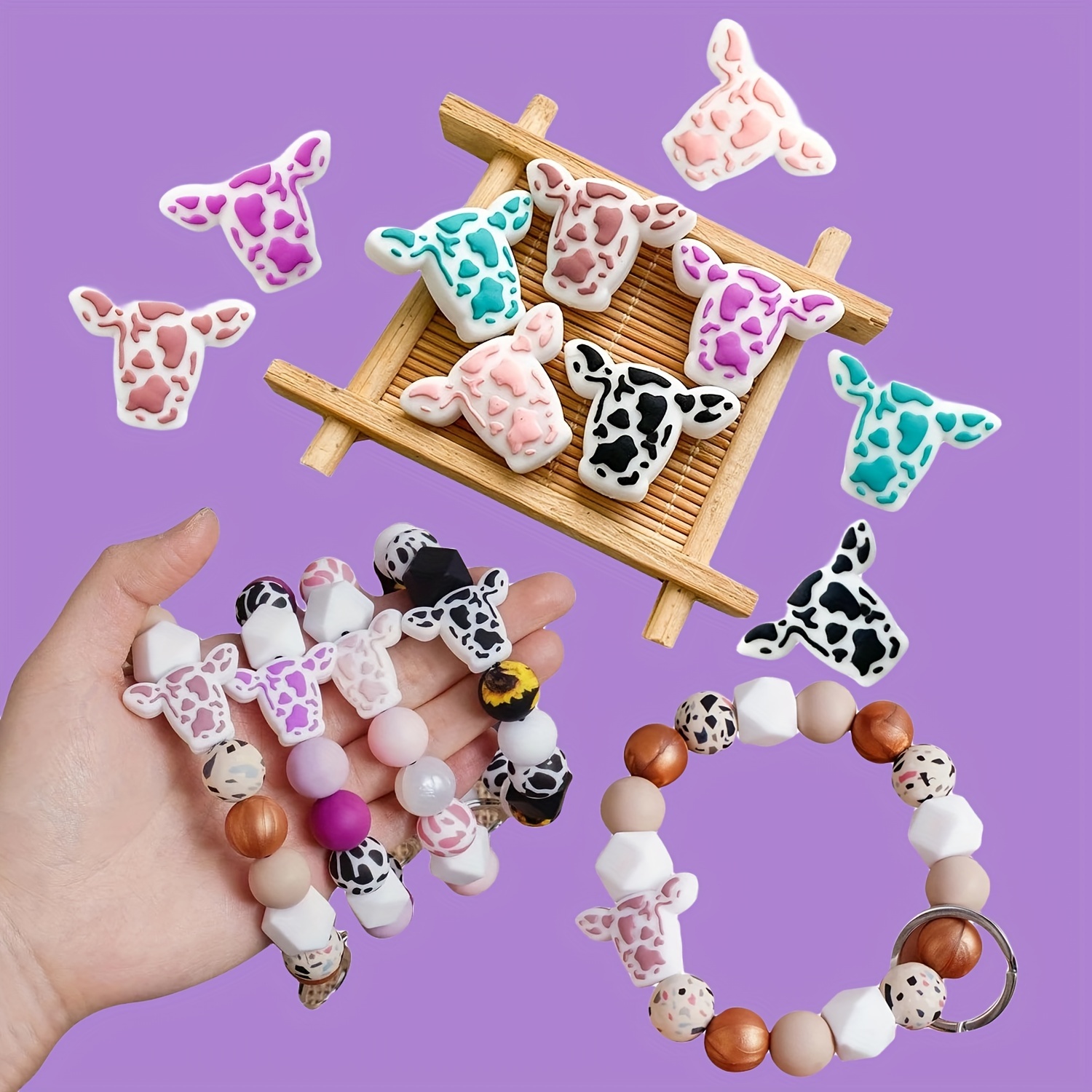 5Pcs Silicone Cow Beads Cartoon Cow Head Silicone Beads 5 Colors Cow Animal  Beads Colorful Cow Loose Spacer Beads DIY Craft Beads for Making Necklace  Bracelet Lanyard Keychain Pens Accessories