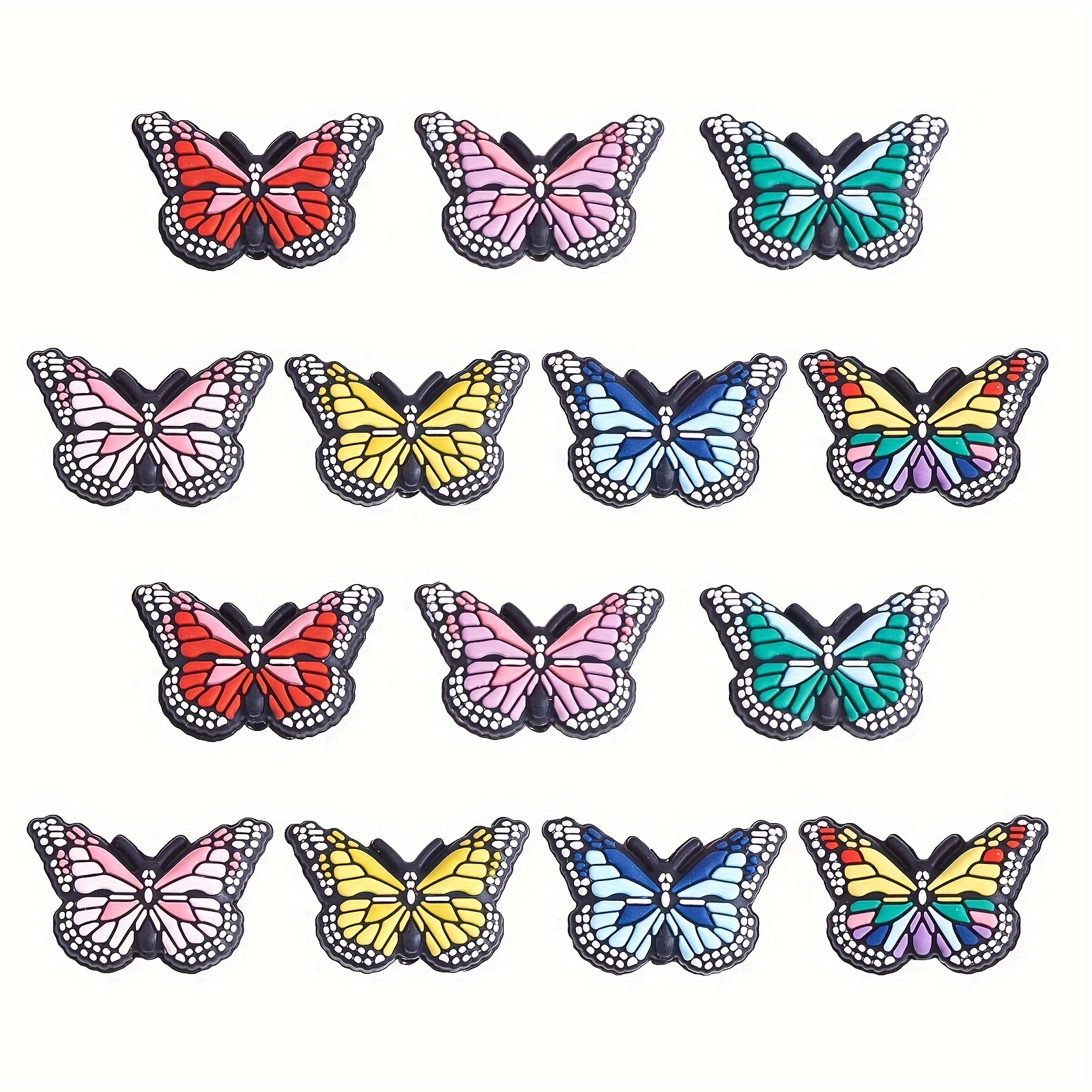 20pcs Butterfly Beads Silicone Loose Bead for DIY Necklace Jewelry Pendant  Lanyard Craft Making Accessories Decoration