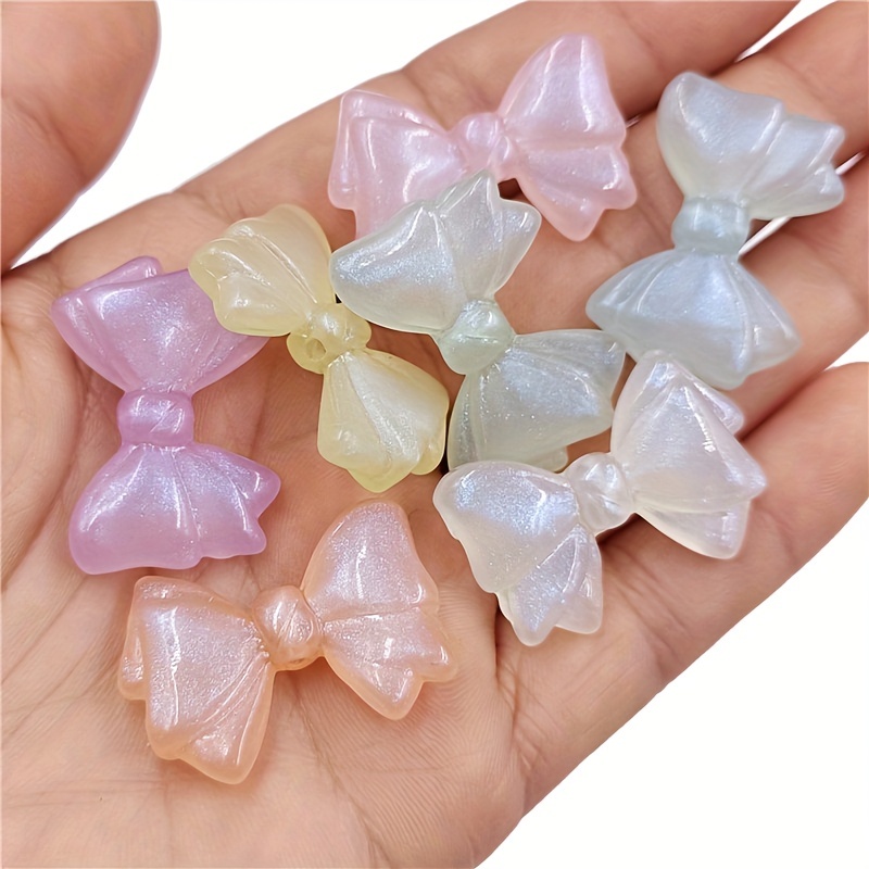 x 24pcs Clear Multicolored Bow beads 30mm x 23mm