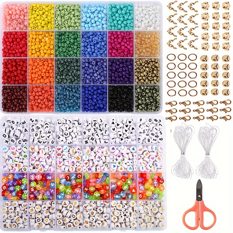 Beads Necklace Bracelet Making Kit 7 Style Colorful Round - Temu